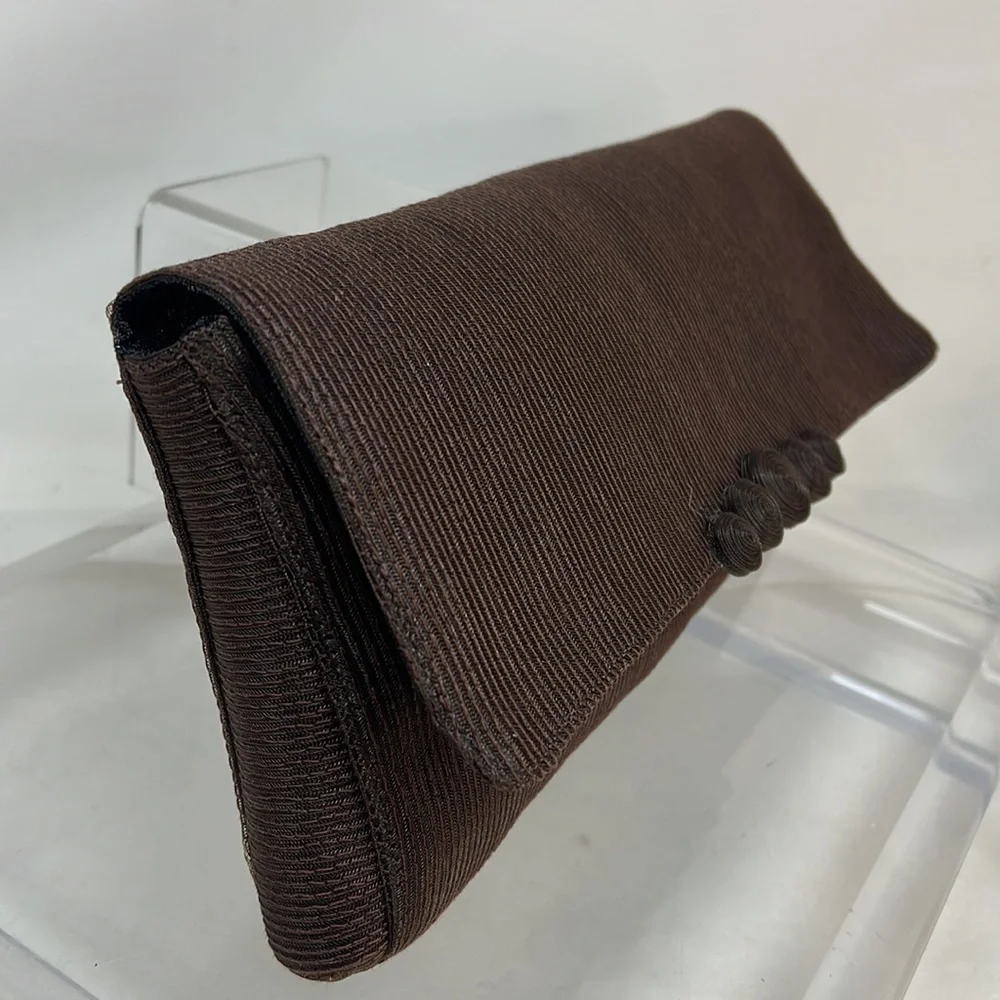 Ultimo Brown Silk Crepe Large Clutch Bag